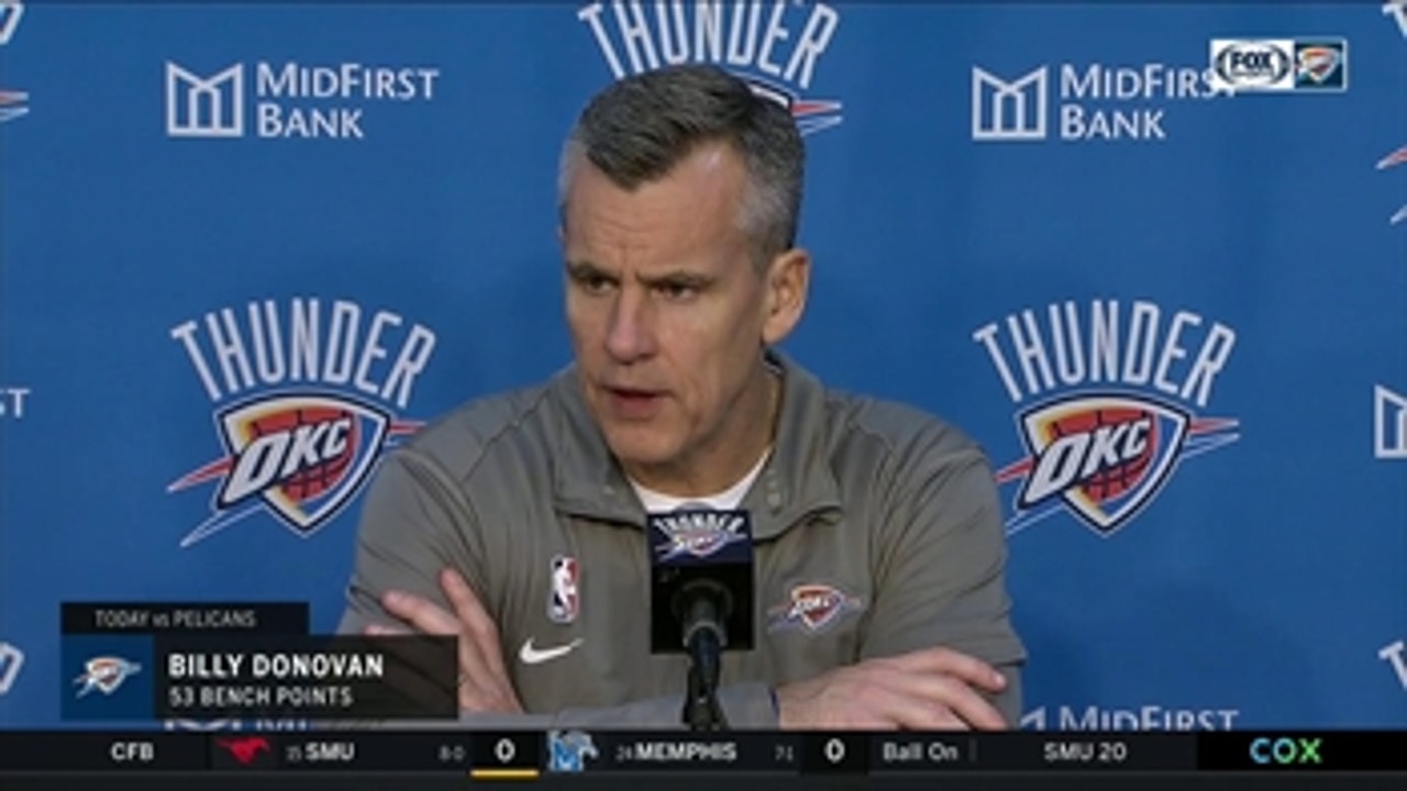 Billy Donovan on the Thunder's depth, Win over Pelicans