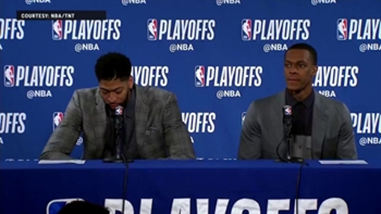 Anthony Davis and Rajon Rondo Press Conference - Game 1 ' Pelicans at Warriors