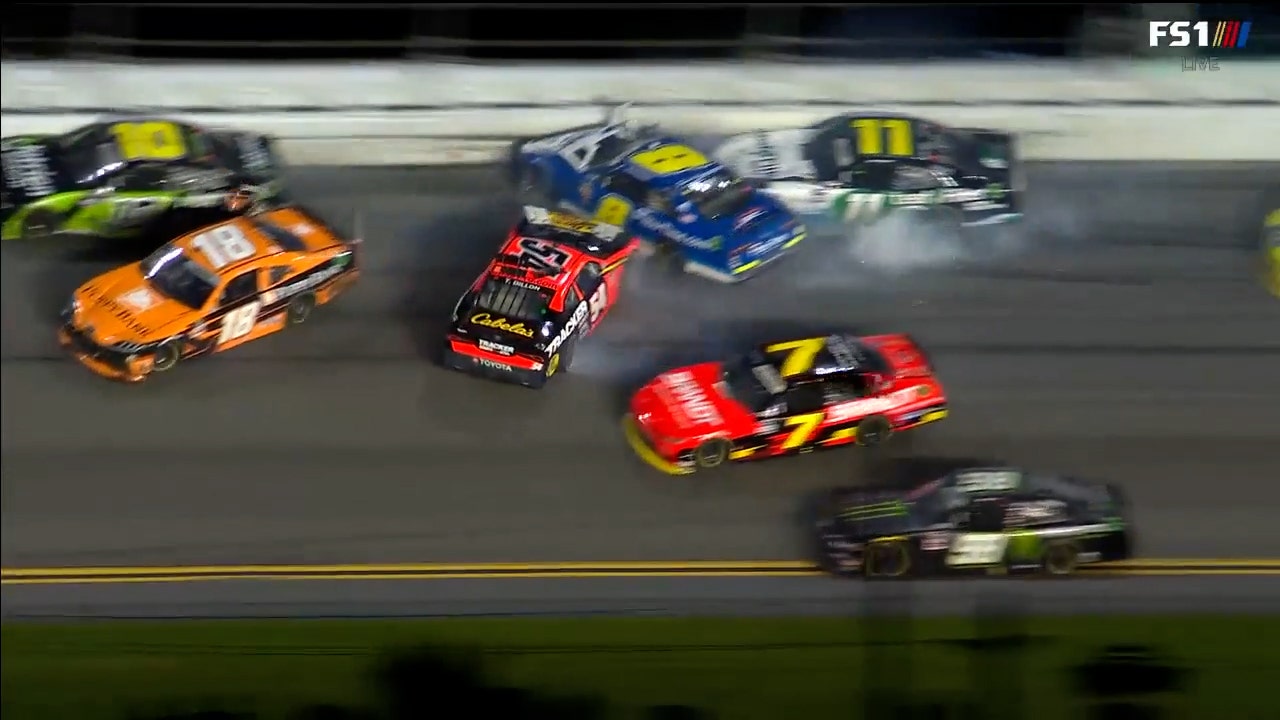 Ty Dillon spins out, triggering multi-car crash, with just 16 laps to go