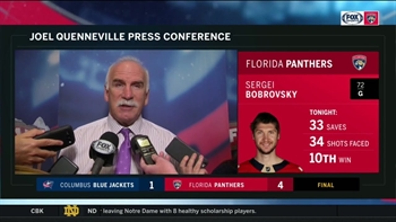 Joel Quenneville on the play of Sergei Bobrovsky: 'I liked everything about his game today'