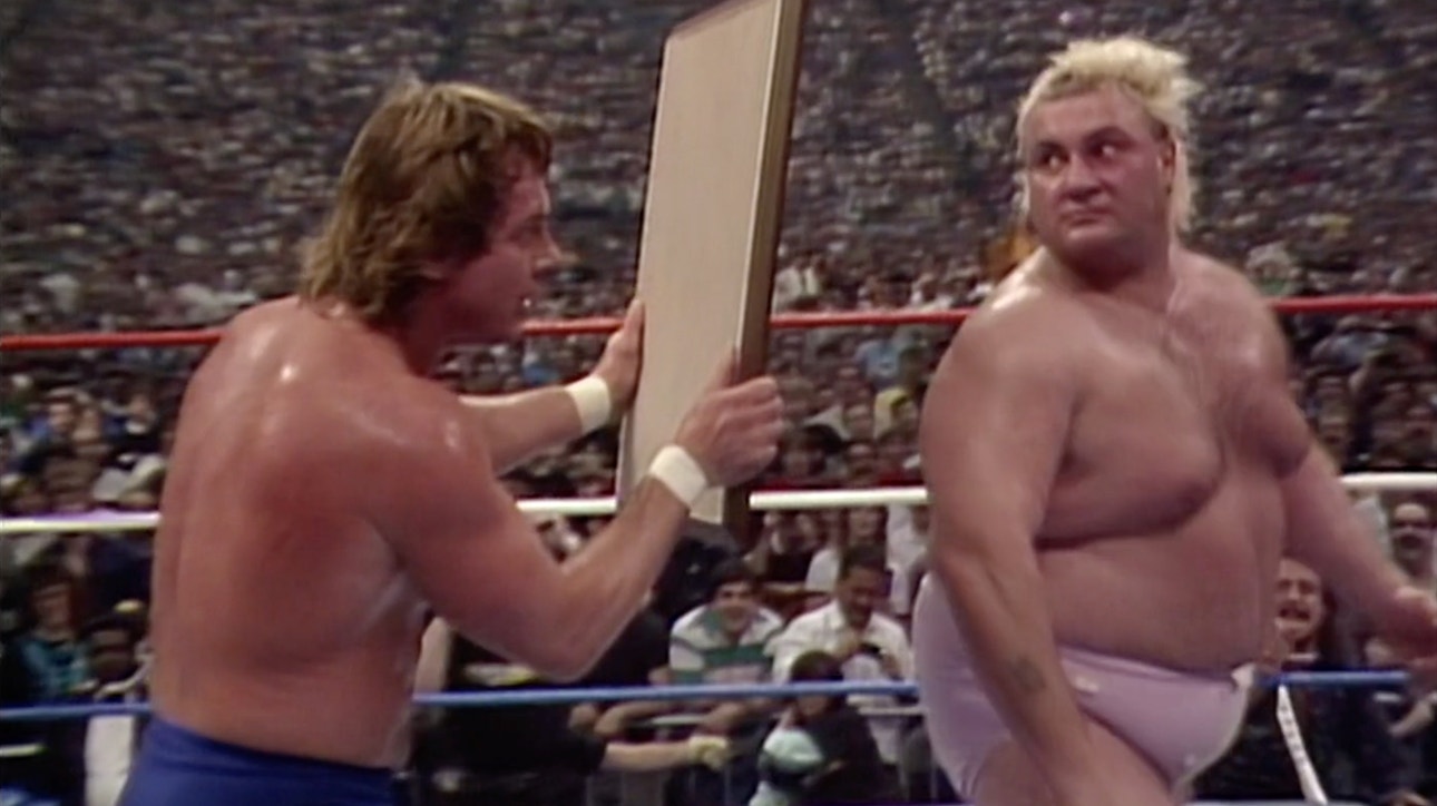 'Rowdy' Roddy Piper takes on Adrian Adonis in a hair vs. hair match at WrestleMania 3