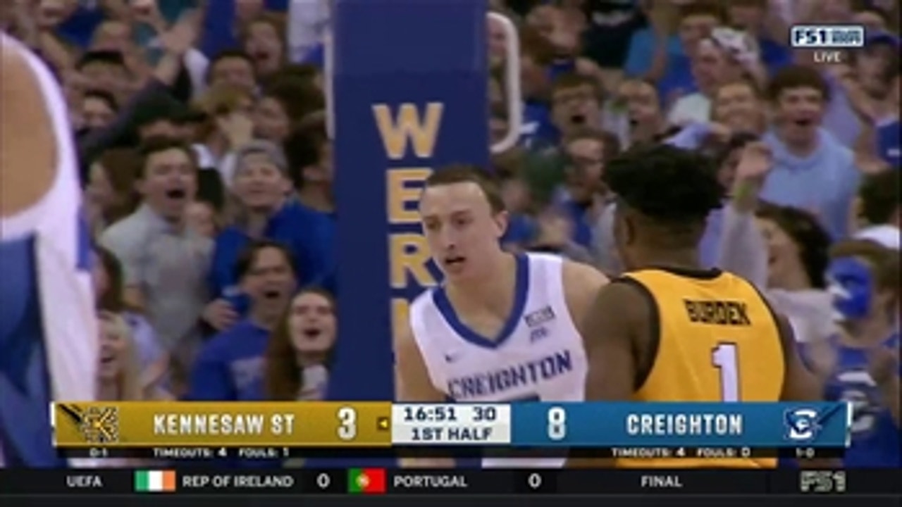 Alex O'Connell's alley-oop dunk gives Creighton 8-3 lead over Kennesaw State