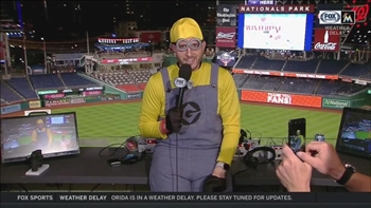 All dressed up: Marlins broadcaster Paul Severino gets a solo costume party