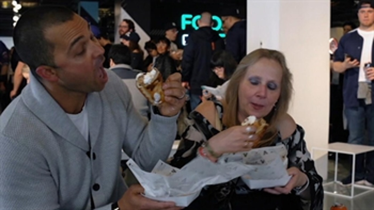 Nick Swisher visits the MLB Foodfest in New York