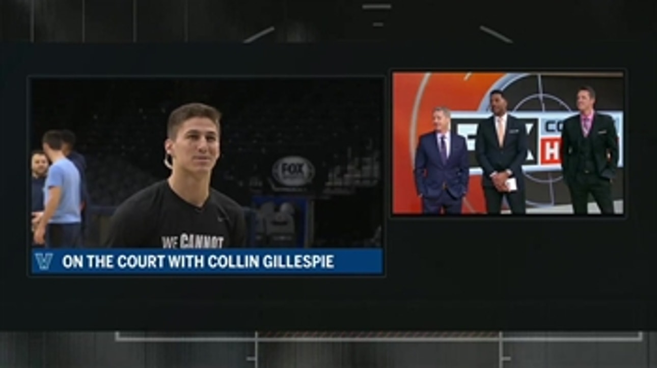 Villanova's Collin Gillespie continues knocking down free throws during pre-game interview