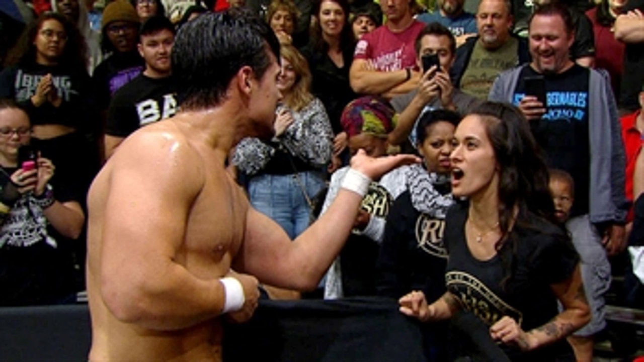 Angel Garza blows a kiss at Lio Rush's wife: WWE.com Exclusive, Nov. 13, 2019