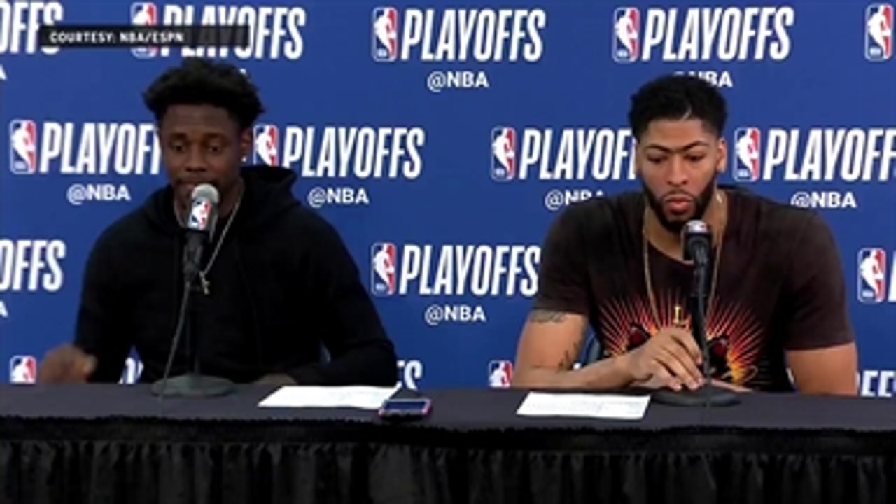 Anthony Davis and Jrue Holiday Press Conference Game 3 ' Warriors at Pelicans