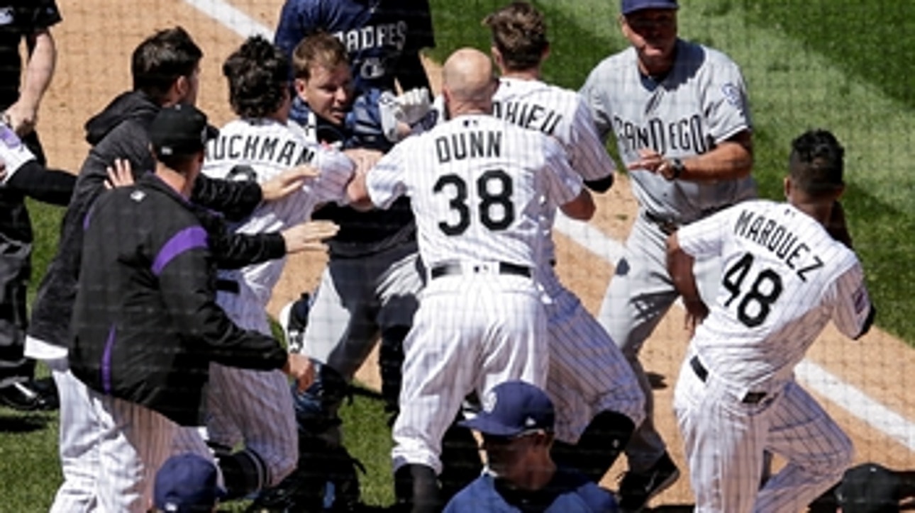 Mark Sweeney and Dontrelle Willis discuss the bench-clearing brawl in Colorado