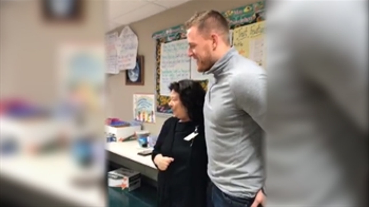 JJ Watt surprises his fourth grade teacher… and her reaction was awesome