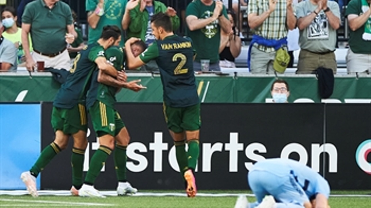 Marvin Loría's late first-half goal hands Timbers a 2-1 win over Sporting Kansas City