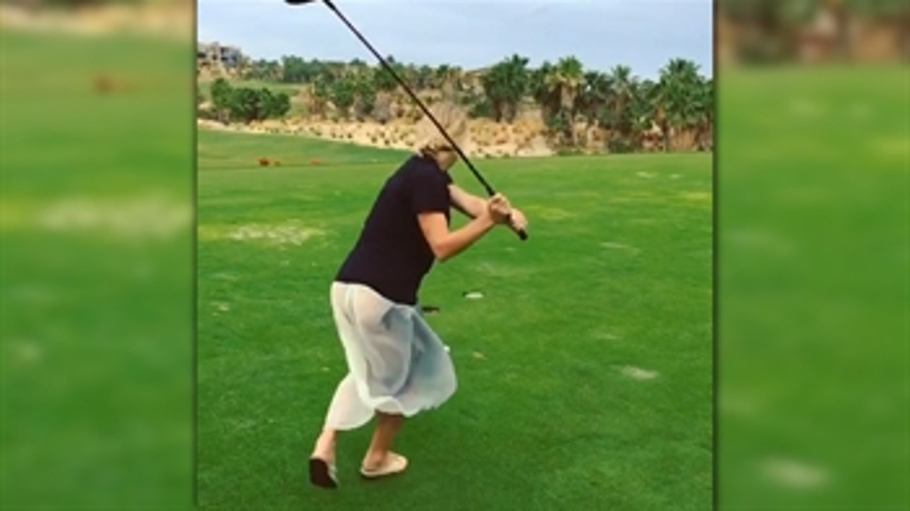 Matthew Stafford's wife tried to Happy Gilmore a tee shot … and failed