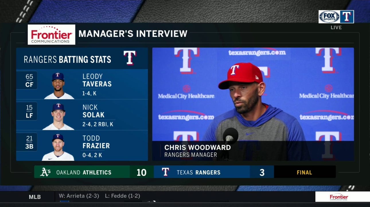 Chris Woodward on the Rangers 10-3 loss to the Athletics