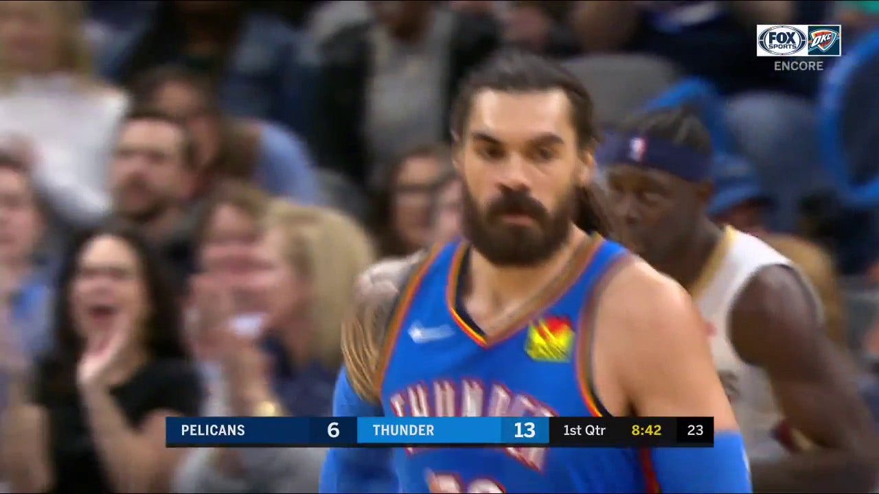 WATCH: Gallinari finds Steven Adams for the Transition SLAM | Thunder ENCORE