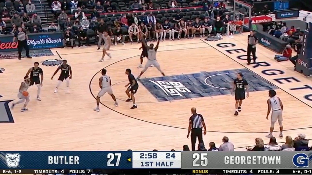 Georgetown's Tyler Beard and Timothy Ighoefe connect on beautiful pick-and-roll action sequence
