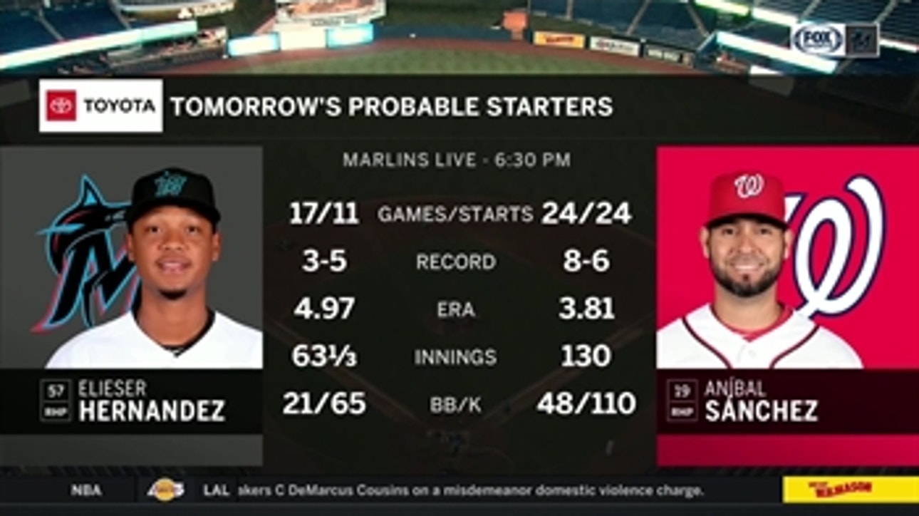 Elieser Hernández gets things started for Marlins against Nationals