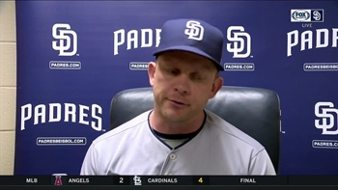 Padres skipper Andy Green inside the clubhouse after 6-3 loss