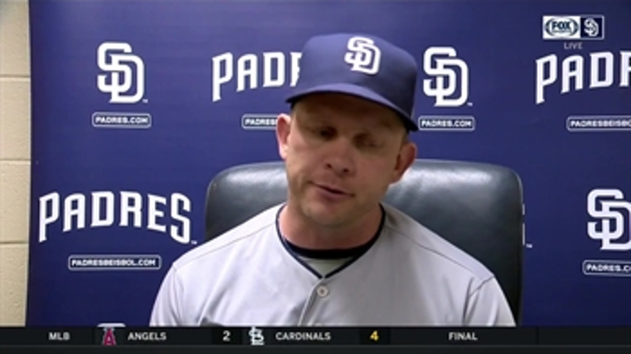 Padres skipper Andy Green inside the clubhouse after 6-3 loss