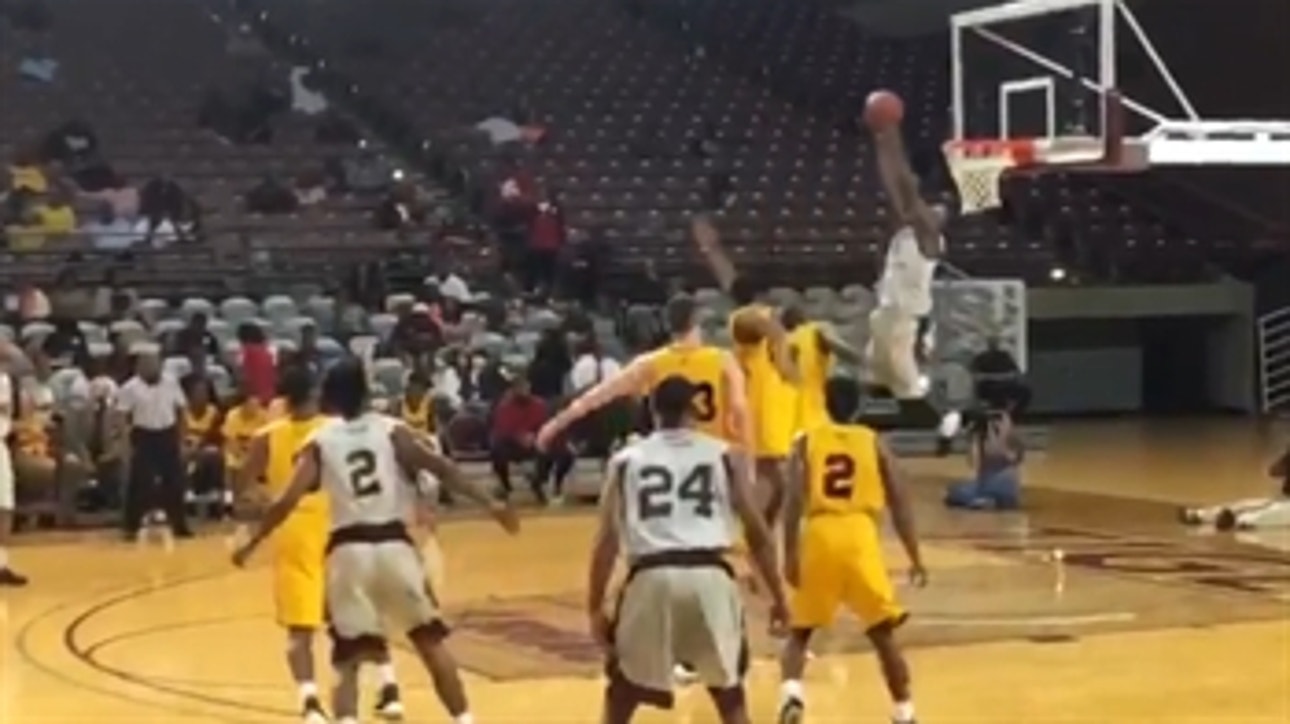 This reverse dunk on an alley-oop pass left the defense looking totally helpless