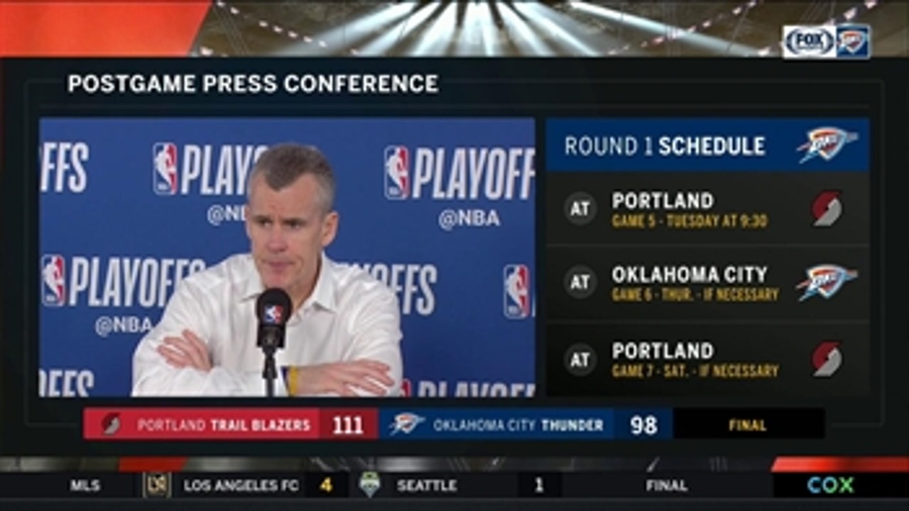Billy Donovan on Westbrook's Shooting in Game 4 loss to Portland