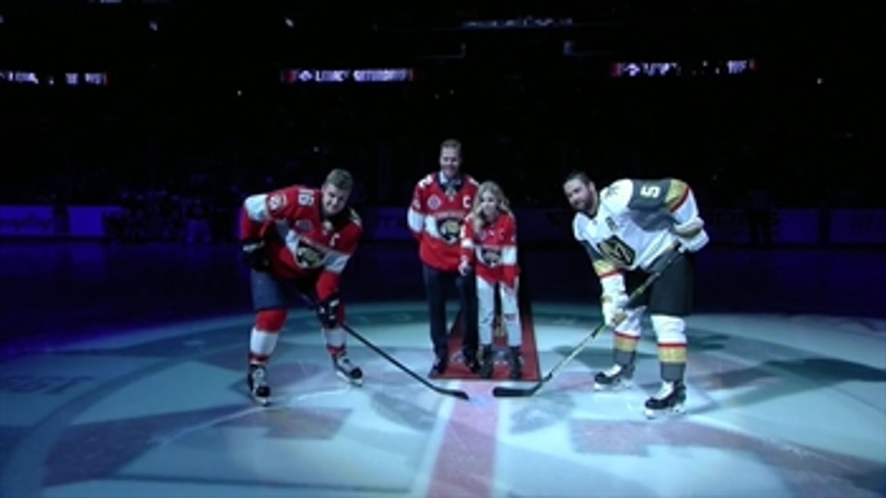 Former Panthers captain Olli Jokinen, daughter Emma serve as guests of honor for ceremonial puck drop