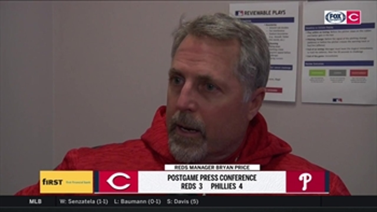Skipper Bryan Price talks about his decision process to have Barnhart bunt