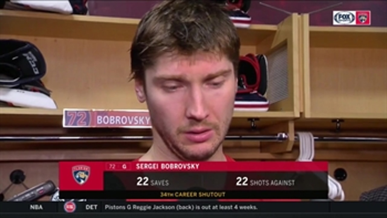 Sergei Bobrovsky on his 1st shutout with Panthers