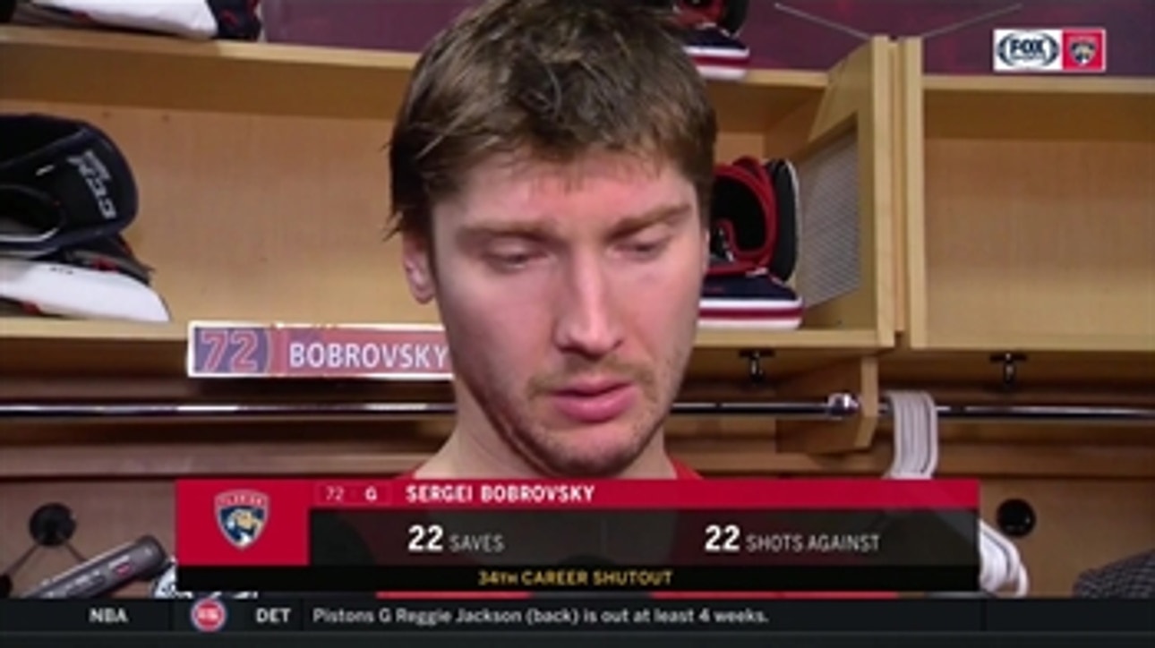 Sergei Bobrovsky on his 1st shutout with Panthers