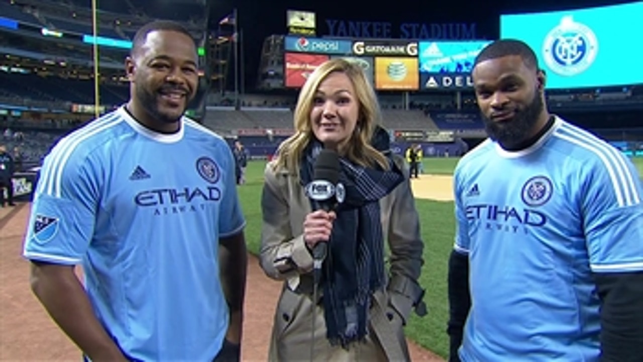 Tyrone Woodley and Rashad Evans attend NYCFC match