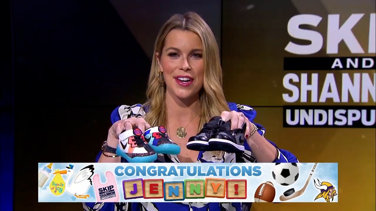Jenny Taft is gifted her baby's first pair of Jordans AND LeBrons from Shannon Sharpe I UNDISPUTED