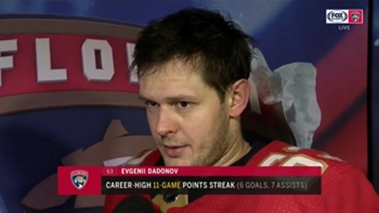 Evgenii Dadonov on his 11-game point streak, win over Senators