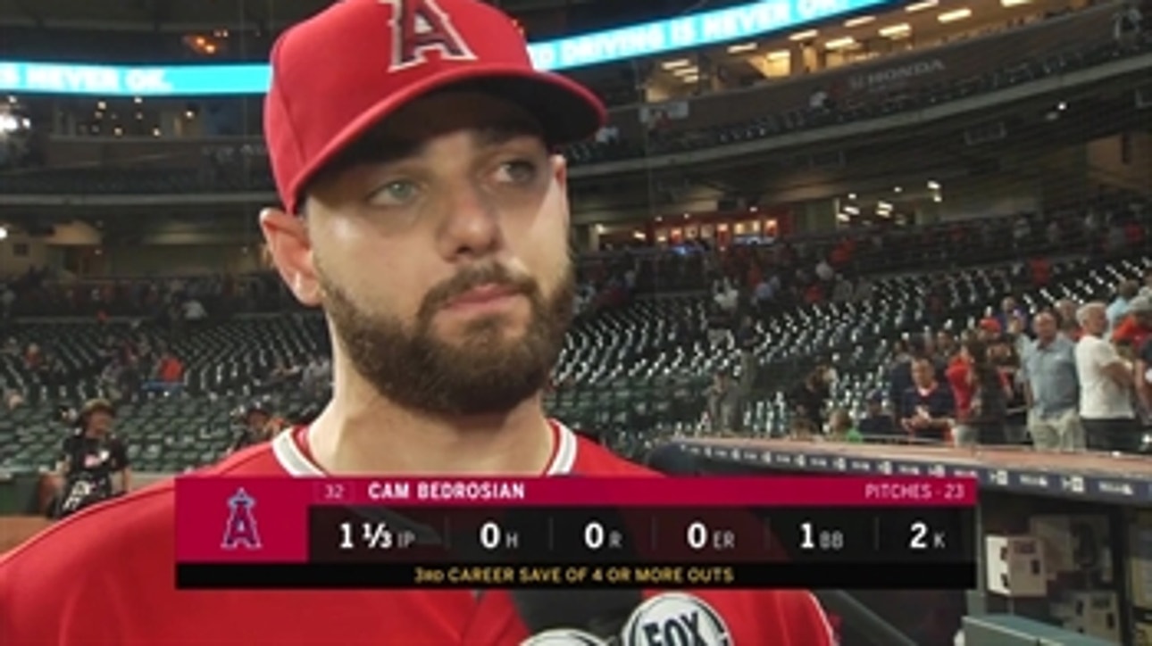 Angels' Cam Bedrosian earns his first save of the season