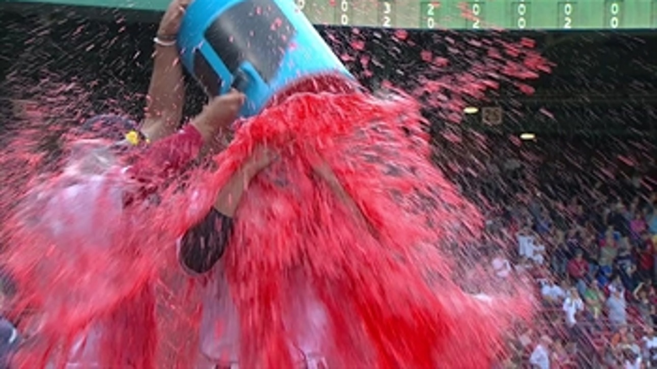 Xander Bogaerts gets drenched after win
