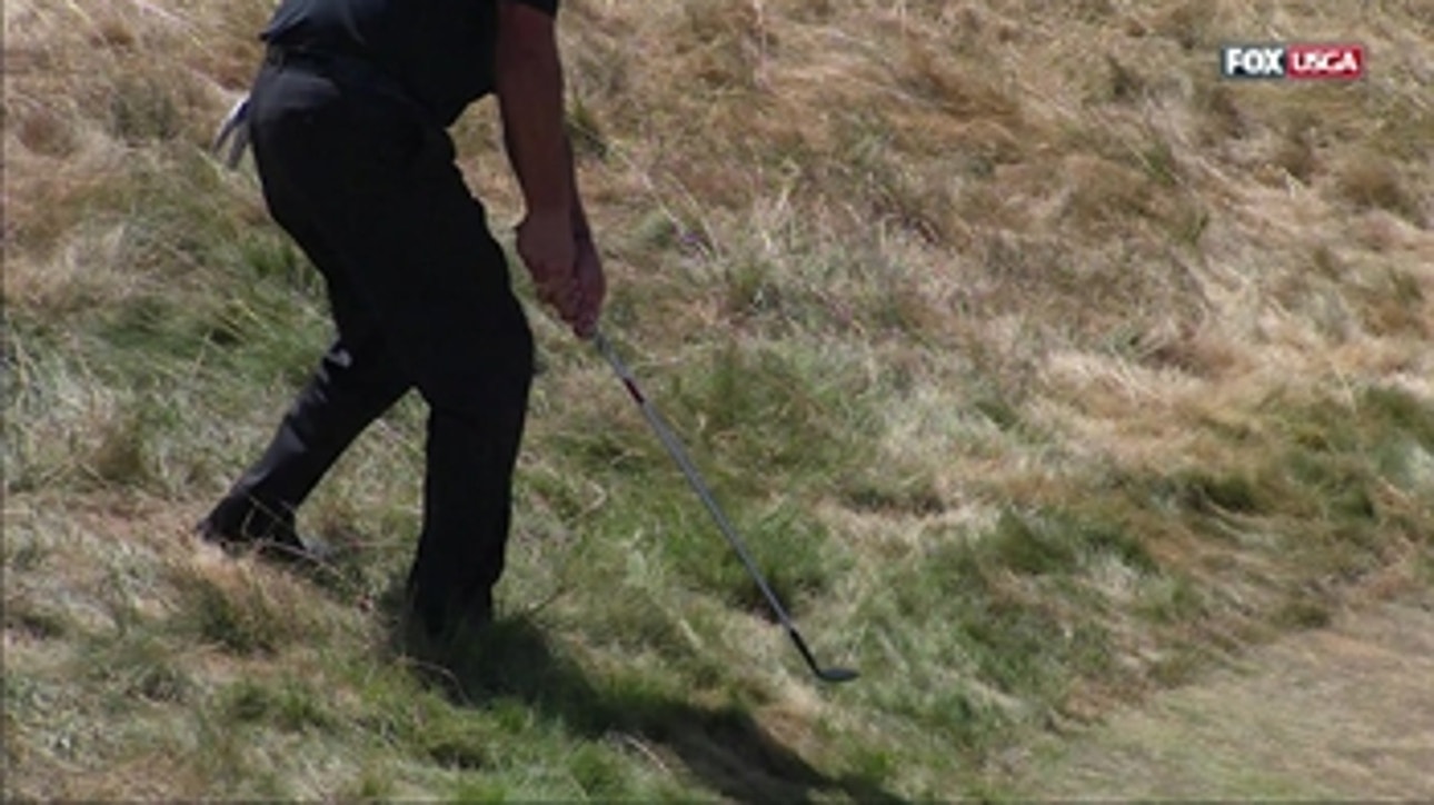 Phil Mickelson misses ball hitting out of the rough - 2015 U.S. Open highlight