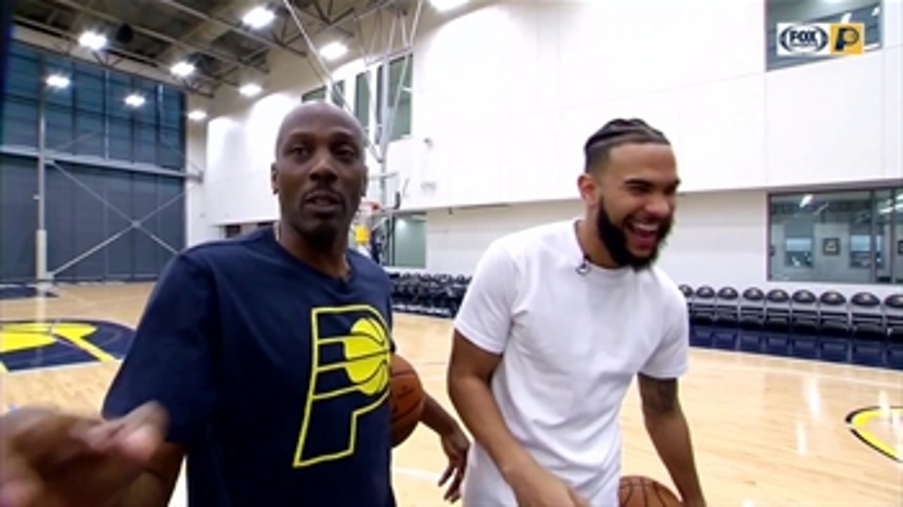 Cory Joseph and his father, David, play a game of 'Pig'