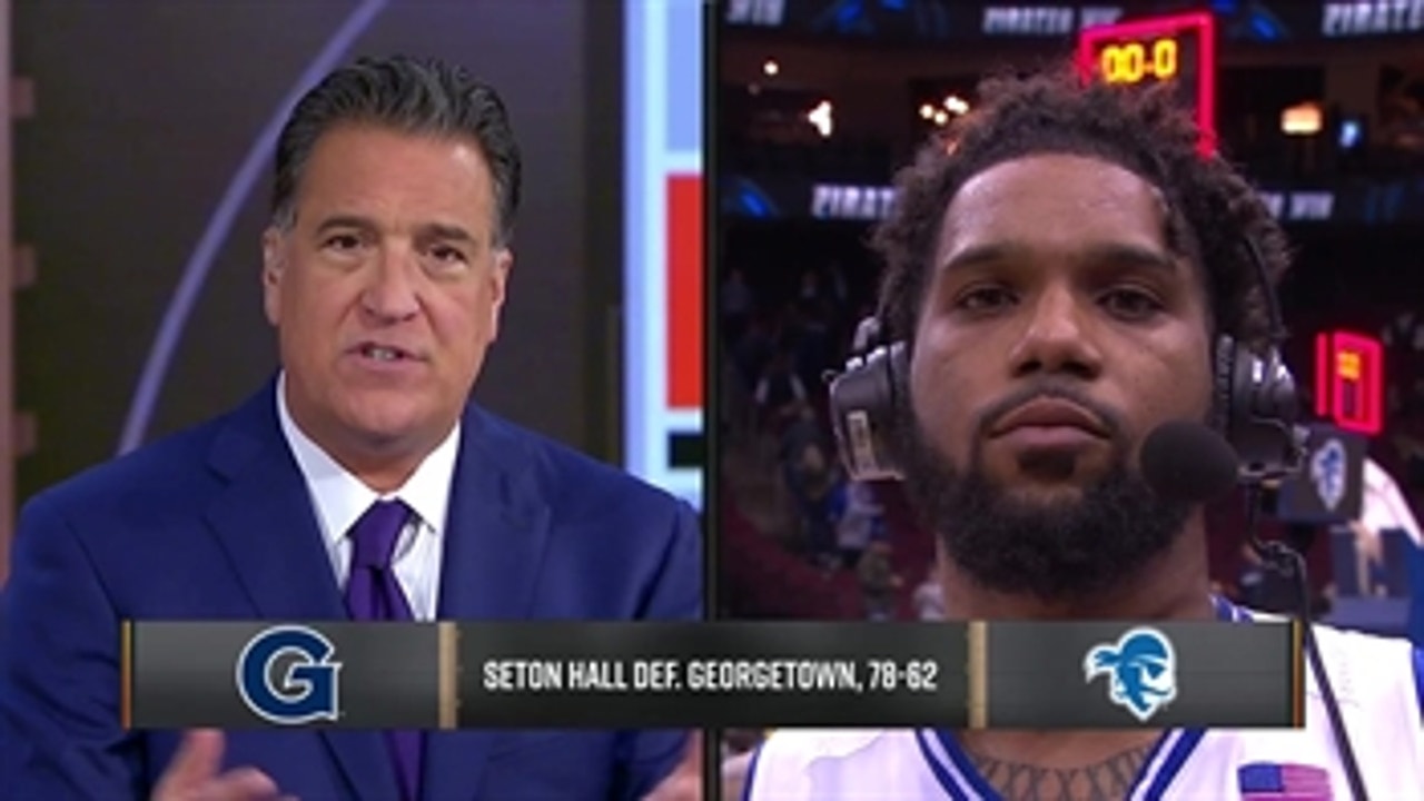Myles Powell chats with FOX's Steve Lavin and Andy Katz following Seton Hall's big win over Georgetown