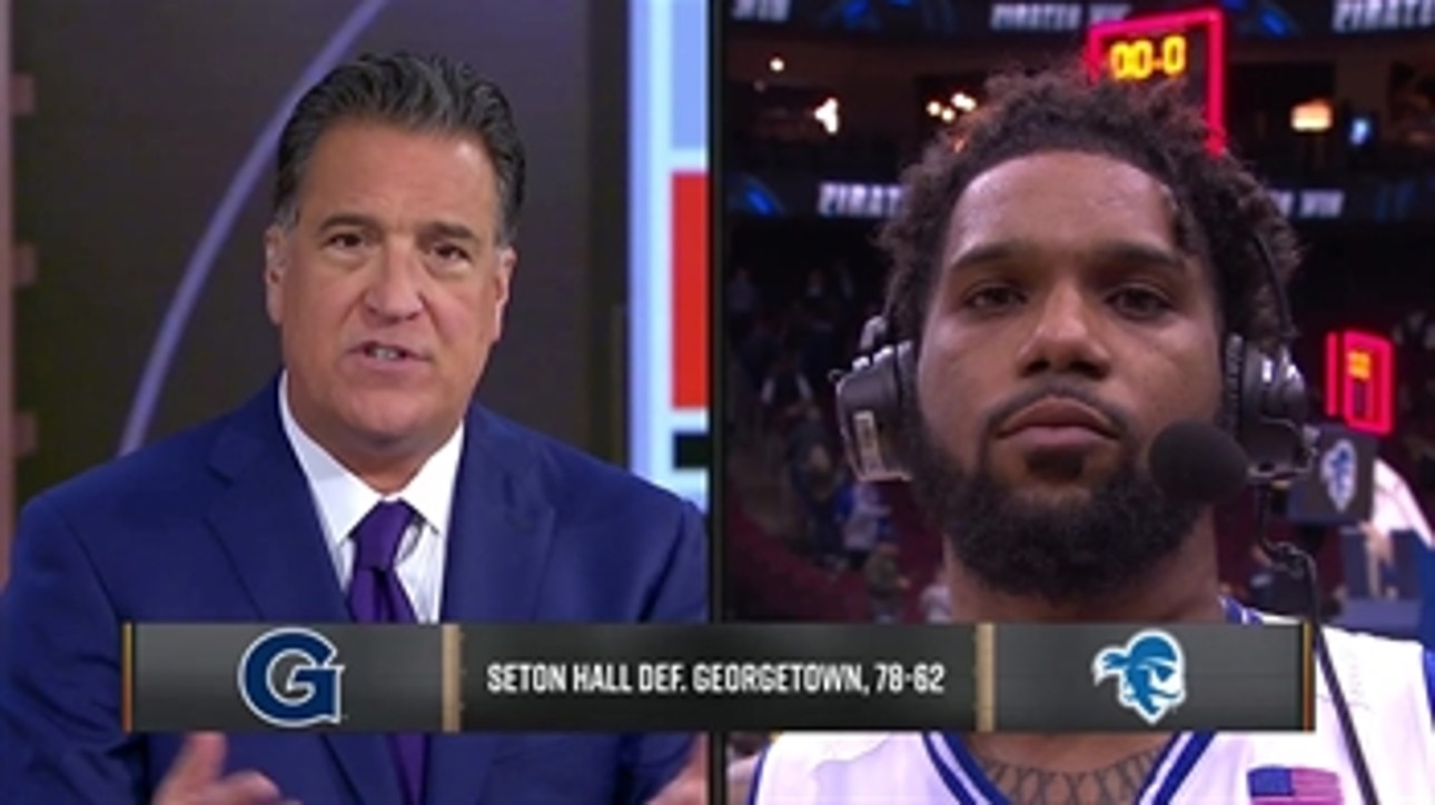 Myles Powell chats with FOX's Steve Lavin and Andy Katz following Seton Hall's big win over Georgetown