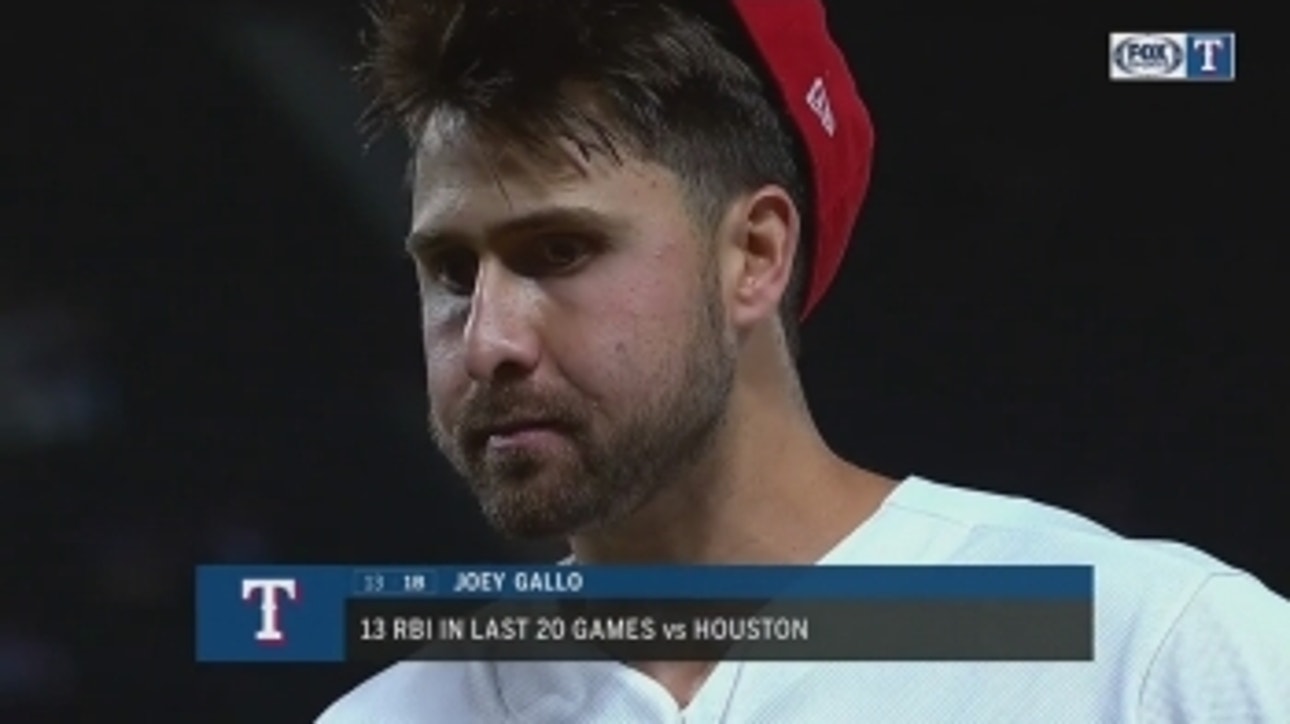 Joey Gallo reacts to the four-man outfield, Rangers win