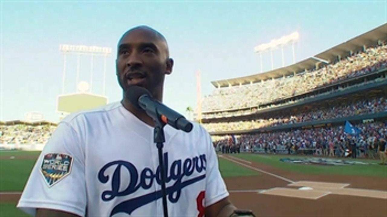 Kobe Bryant announces Dodgers lineup at Game 4 of the 2018 World
