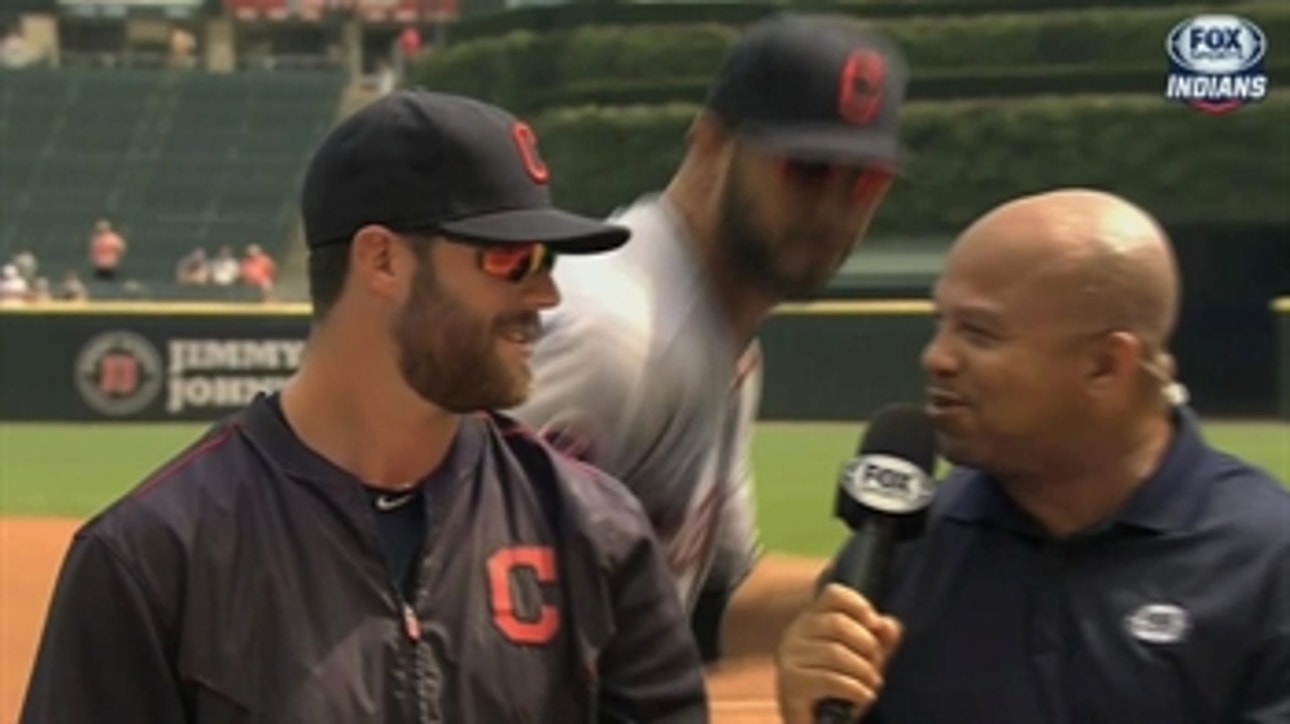 Indians pull out all stops videobombing Cody Anderson's pregame interview