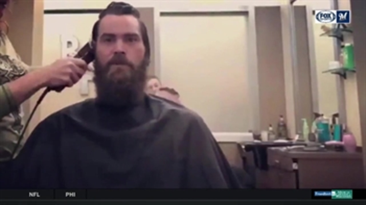 Tim Dillard gets cleaned up for his Brewers Live debut