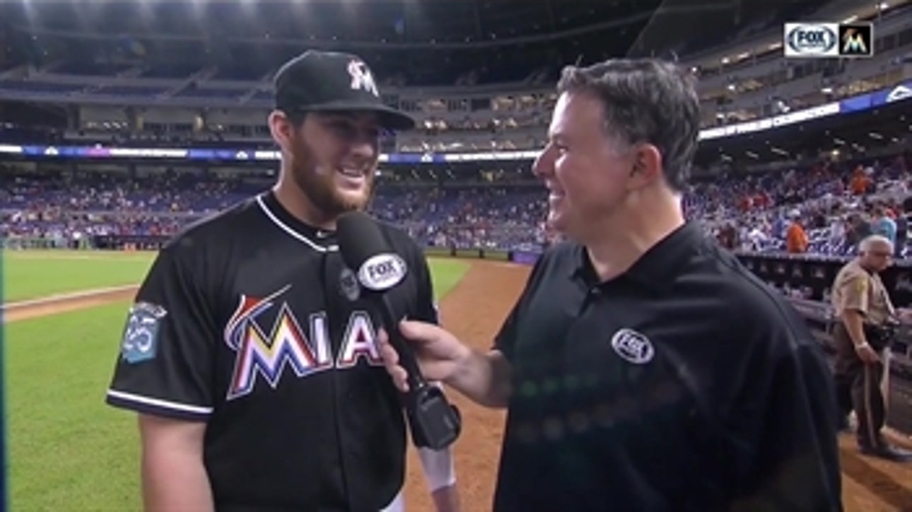 Austin Dean shouts out Marlins' fans after his 3-RBI night