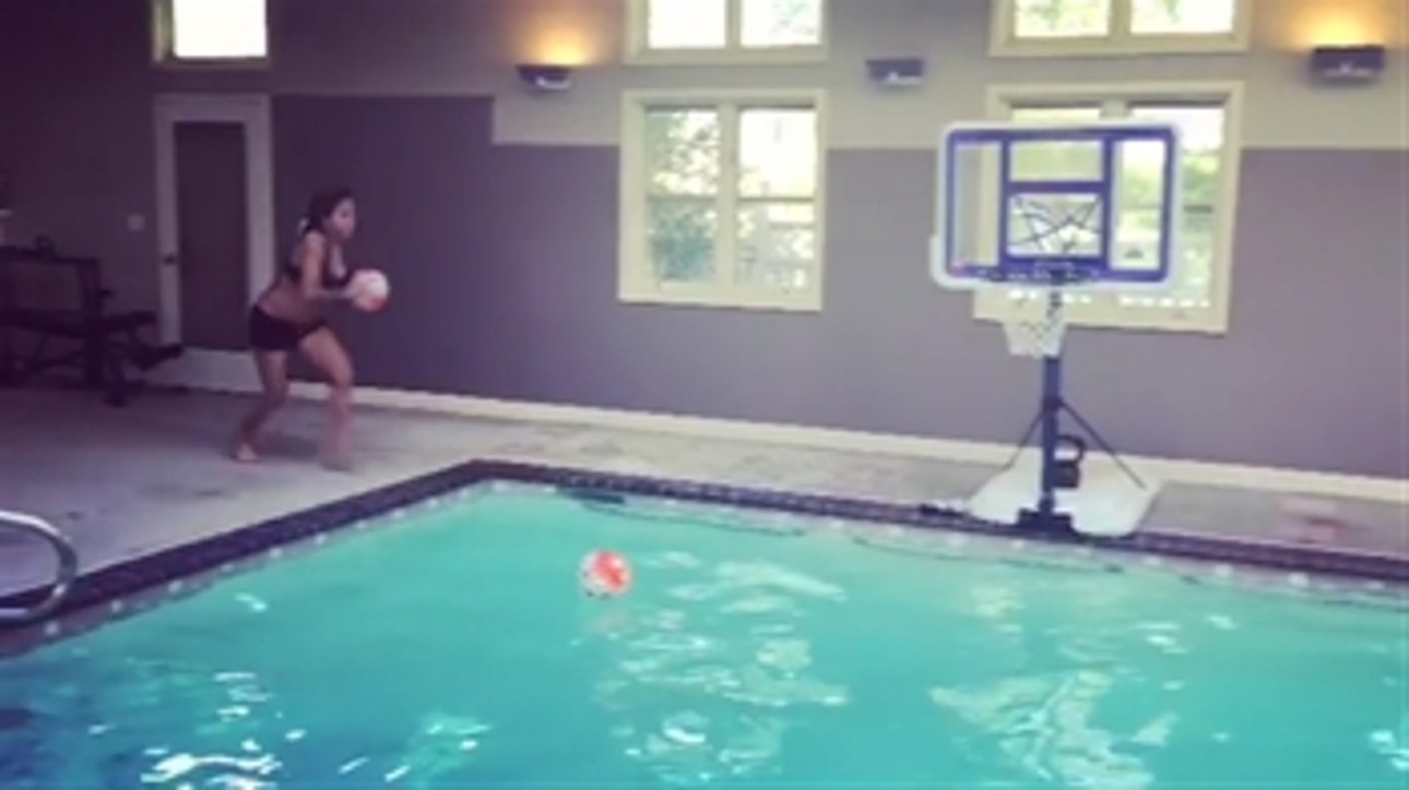 Sydney Leroux throws down monster pool dunk