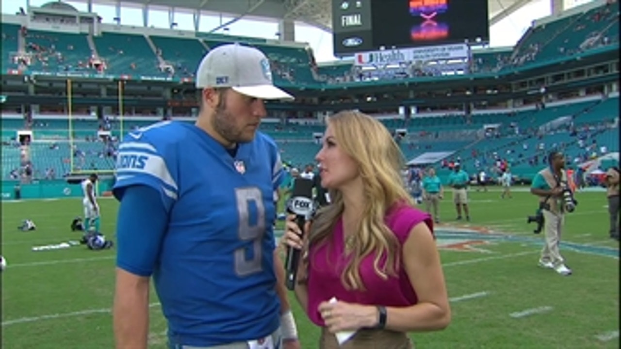 Mattew Stafford talks to Jen Hale about the Lions' Week 7 win over the Dolphins