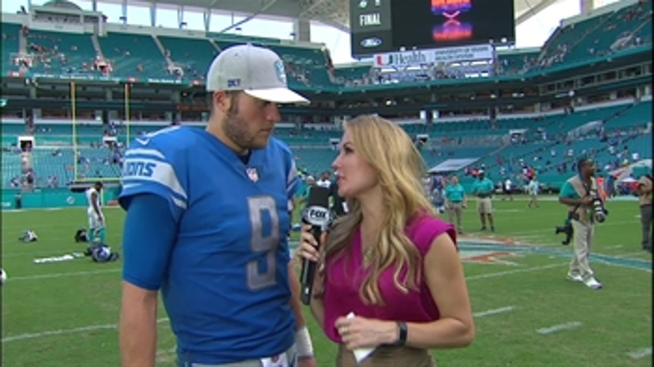 Mattew Stafford talks to Jen Hale about the Lions' Week 7 win over the Dolphins