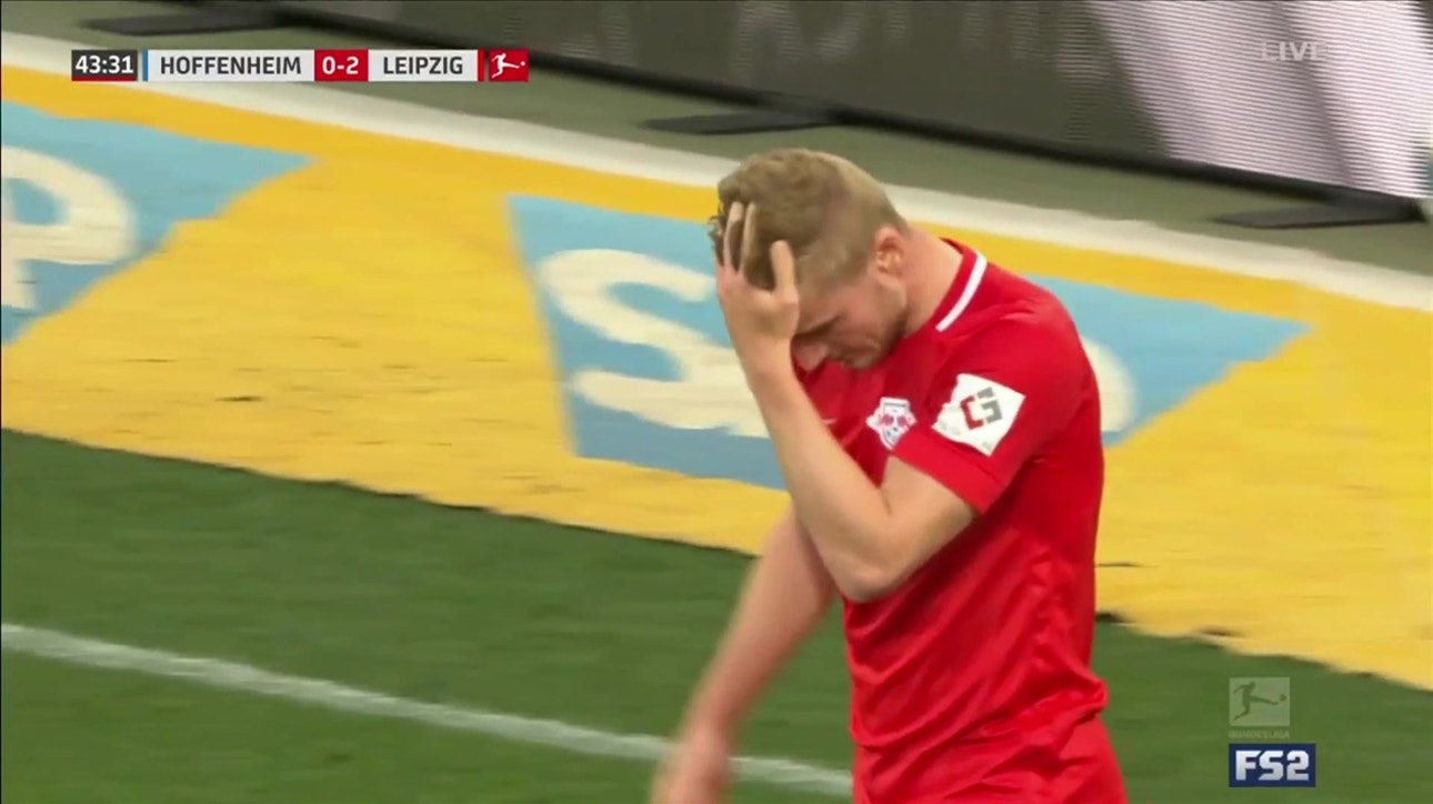 RB Leipzig's Timo Werner just misses chance to put game away vs Hoffenheim, still lead 2-nil