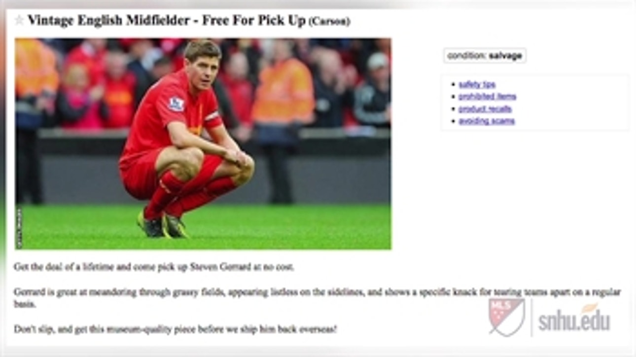 Cheeky Craigslist ad gives away Steven Gerrard for free