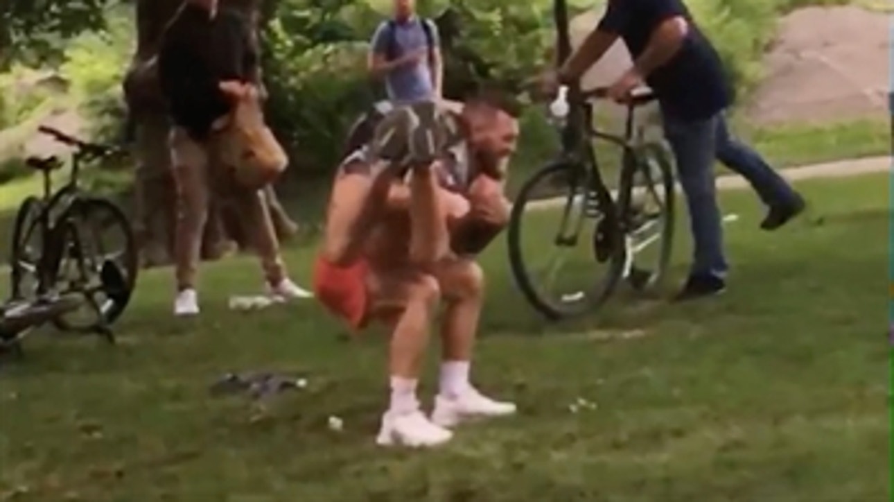 Conor McGregor trains for his next fight by squatting his training partner in Central Park | TMZ SPORTS