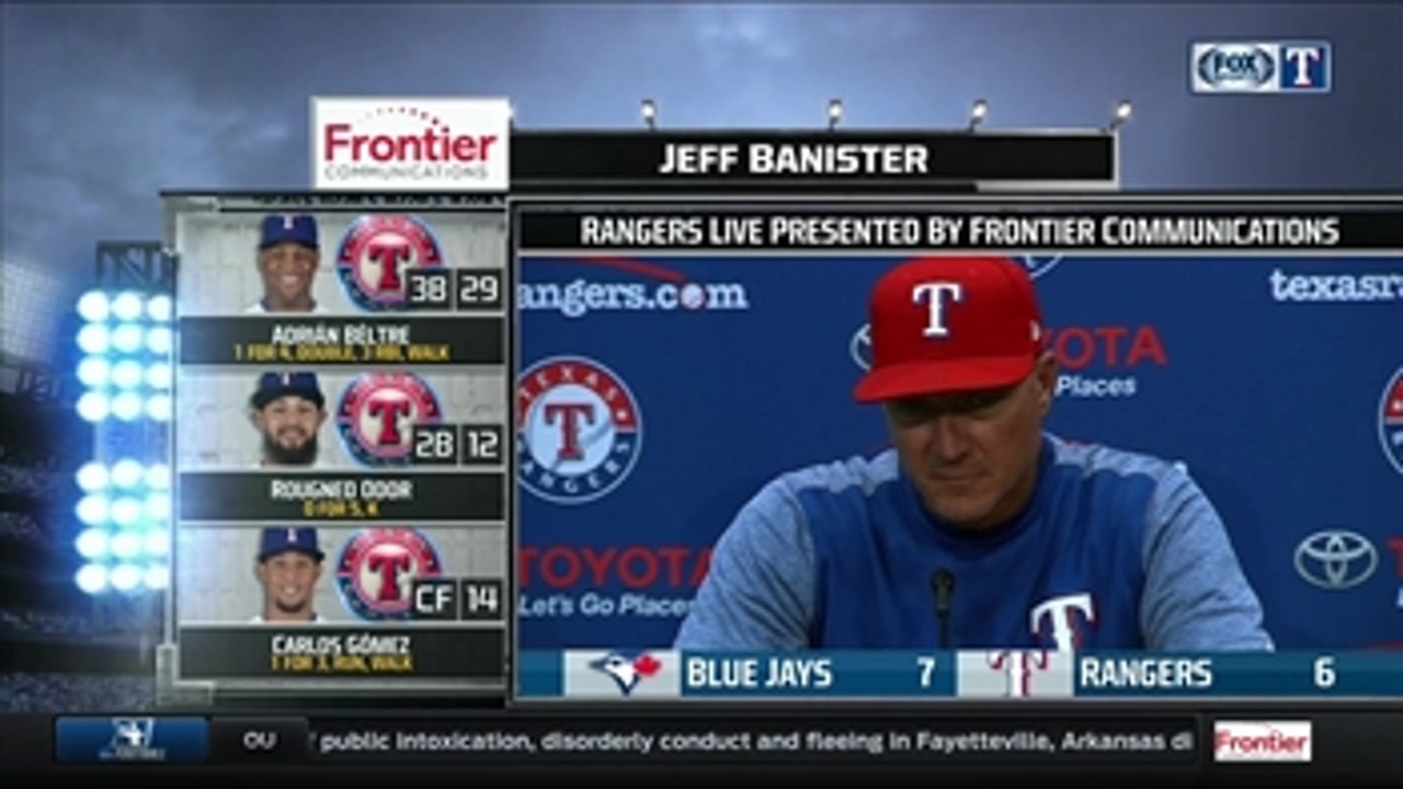 Jeff Banister talks Bibens-Dirkx,Rangers loss to Toronto
