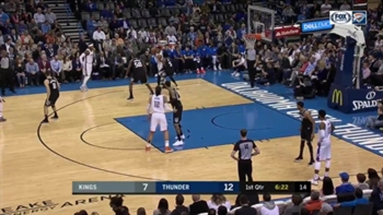 WATCH: Russell Westbrook slam dunk in the first quarter ' Kings at Thunder