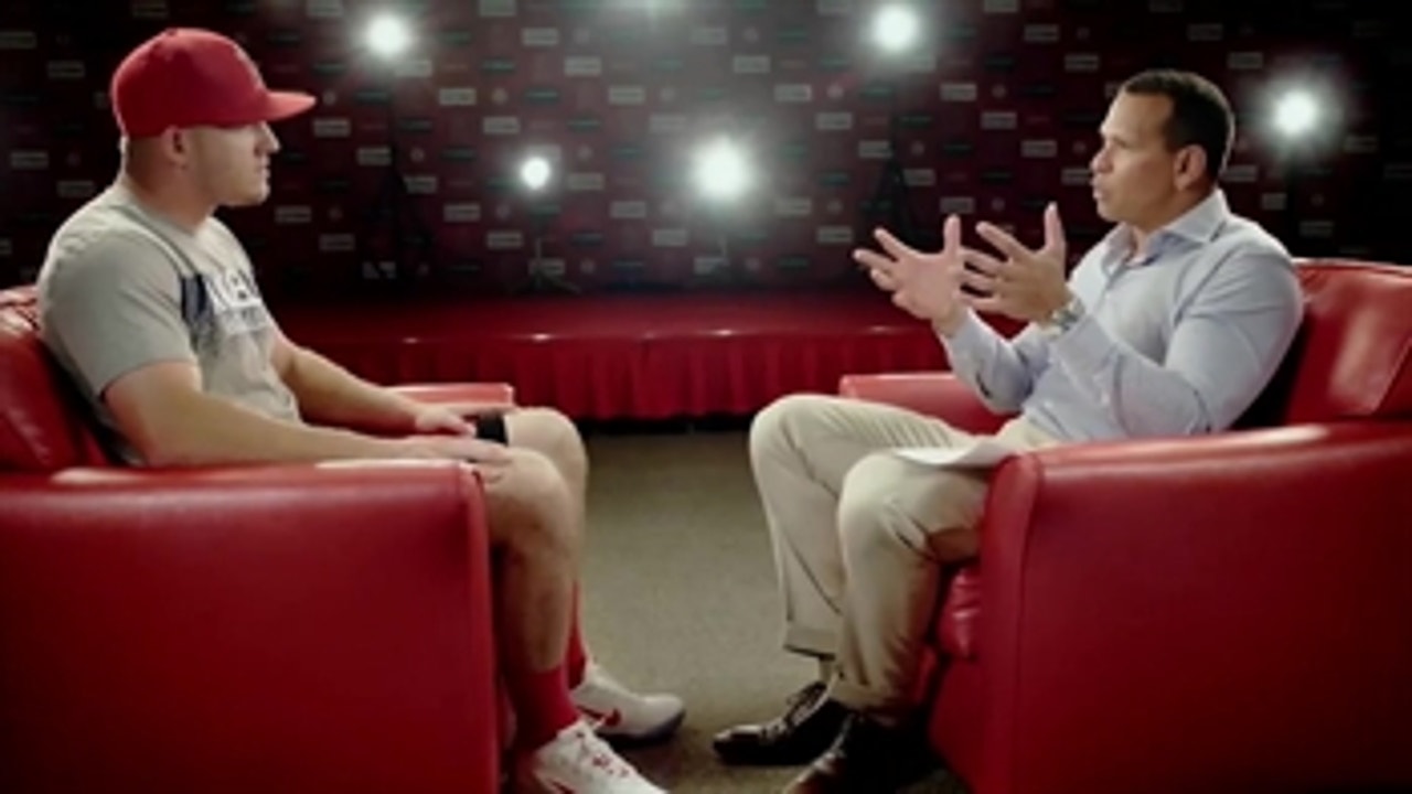 Mike Trout of the Los Angeles Angels sits down with Alex Rodriguez